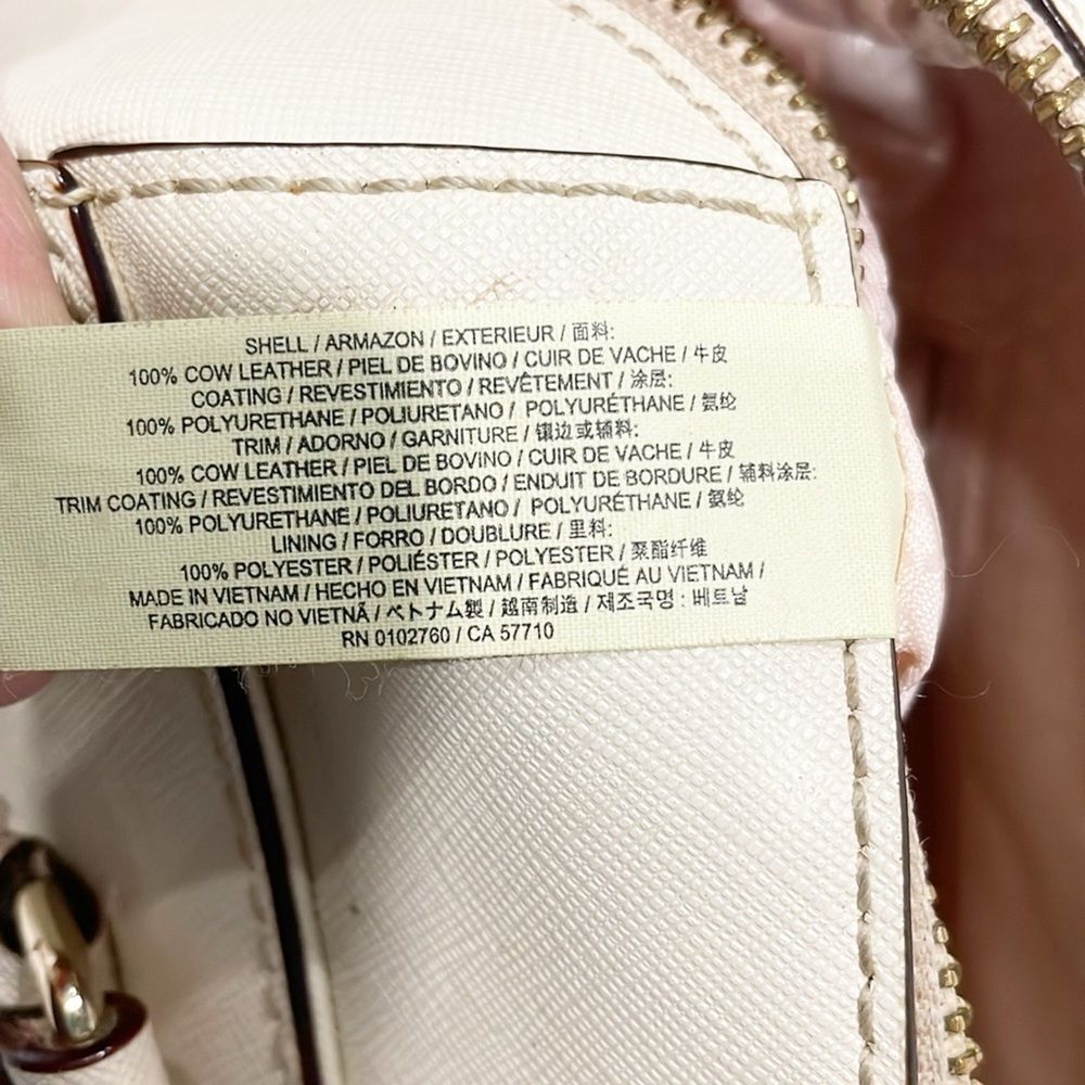 Kate Spade Handbag Laurel‎ Way Lanae Genuine Leather Light Beige Satchel Top Zip - Picture 8 of 11